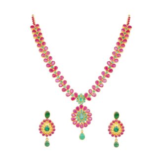 Ruby Leaf Women Short Necklace