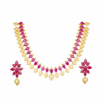 Ruby Floral Women Short Necklace