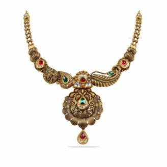 Black Polish Antique Women Short Necklace