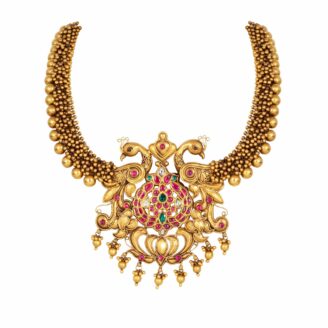 Antique Masonry Balls Peacock Necklace