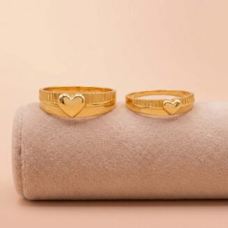 22k Gold Minimalist Heart Couple Rings