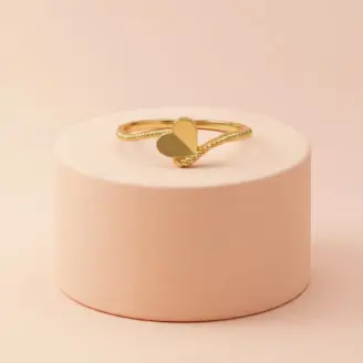 22k Yellow Gold Minimalist Heart Ring with Twisted Band