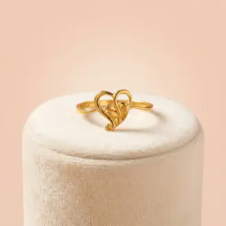 22k Yellow Gold Eternal Heart Leaf Ring