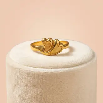 22k Yellow Gold Twin Heart Minimalist Ring