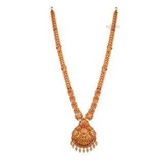 Antique Gold Ball Lakshmi Kemp Stone Women Long Necklace