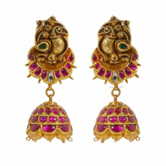 Kundan peacock jhumkas