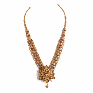 Divine Gold Lakshmi Lotus Long Necklace