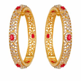 Gold Zircon Stones Womens Bangle