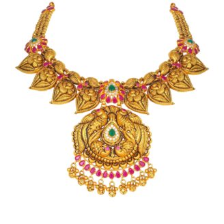 Women Antique Real Stone Mango Short Necklace