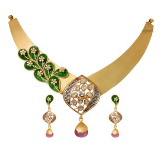 Fancy Gold Short Necklace & Earrings
