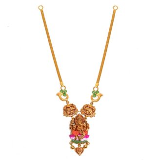 Traditional Antique Finish Lord Ganesha Necklace on Lotus