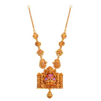 22K Gold Divine Lakshmi Peacock Motif Necklace