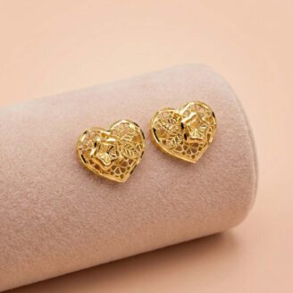 22k Yellow Gold Heart Filigree Earrings