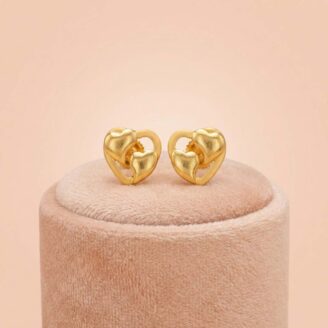22K Gold Minimalist Double Heart Studs