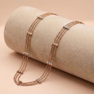 18K Rose & White Gold Triple-Strand Minimalist Chain