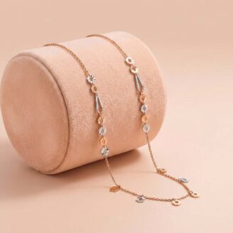 18k Rose & White Gold Geometric Link Chain