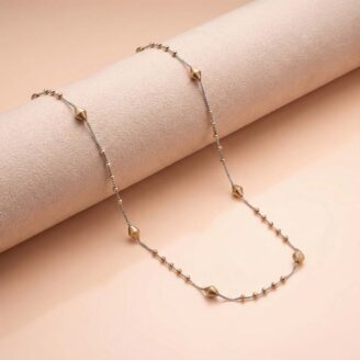 18k Sleek  Gold Geometric Bead Chain for Women