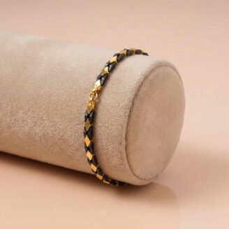 18k Gold & Black Geometric Minimalist Bracelet