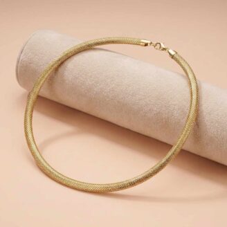 18K Gold Tubular Rope Necklace