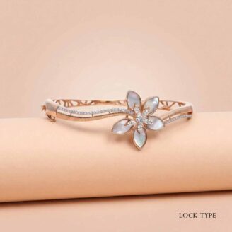 18k Rose Gold Petal Cuff Bracelet with Mother of Pearl