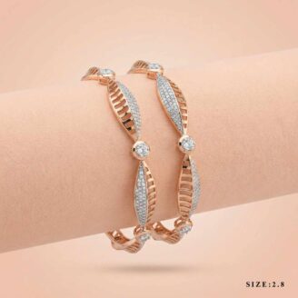18k Rose Gold Diamond Leaf Bangles