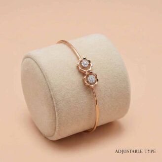 18k Gold Minimalist Dual-Flower Bracelet