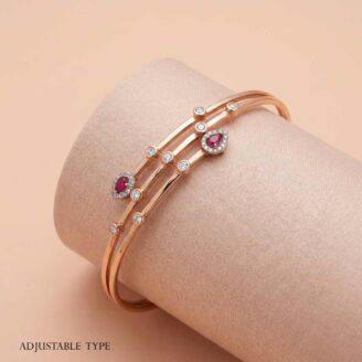 18k Rose Gold Minimalist Bracelet with Pear-Cut Rubies