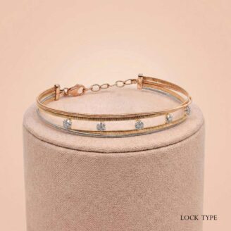 Modern 18k Two-Tone Gold Minimalist Wire  Bracelet