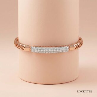 18k Gold Geometric Bracelet with Diamond Center Bar