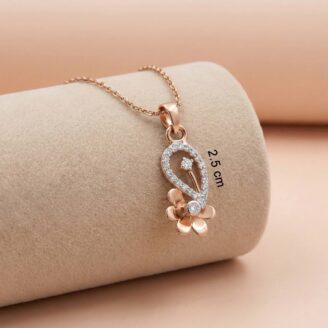 18k Rose Gold Minimalist Floral Stone Pendant
