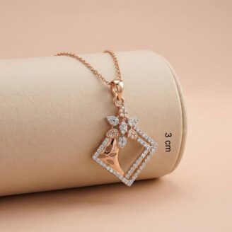 18k Rose Gold Floral Geometric Pendant