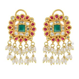 Kundan Polki pearl earrings