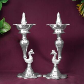 Silver Peacock Lamp