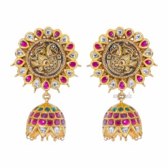 Grand Kundan Polki peacock jhumkas