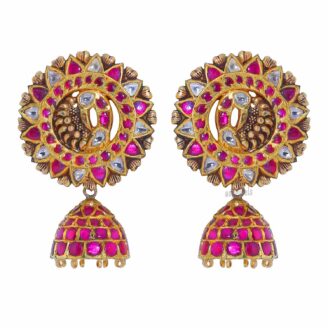 Kundan Polki Peacock jhumkas