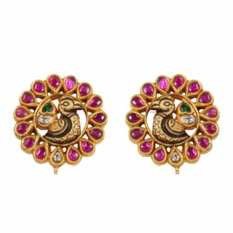 Peacock Kundan Polki studs