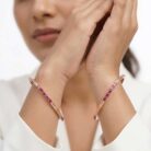 18k gold bangles Minimalist gold bangles Pink stone gold bangles Everyday wear bangles