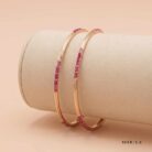 18k gold bangles Minimalist gold bangles Pink stone gold bangles Everyday wear bangles