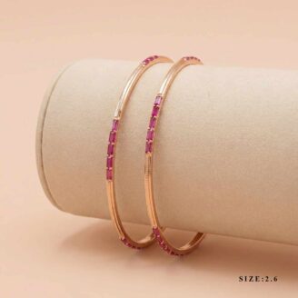 18k gold bangles Minimalist gold bangles Pink stone gold bangles Everyday wear bangles