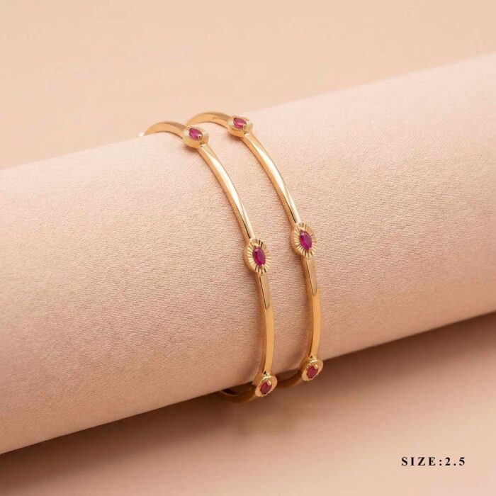 18k gold bangles, minimalist gold bangles, ruby gold bangles, everyday wear bangles.